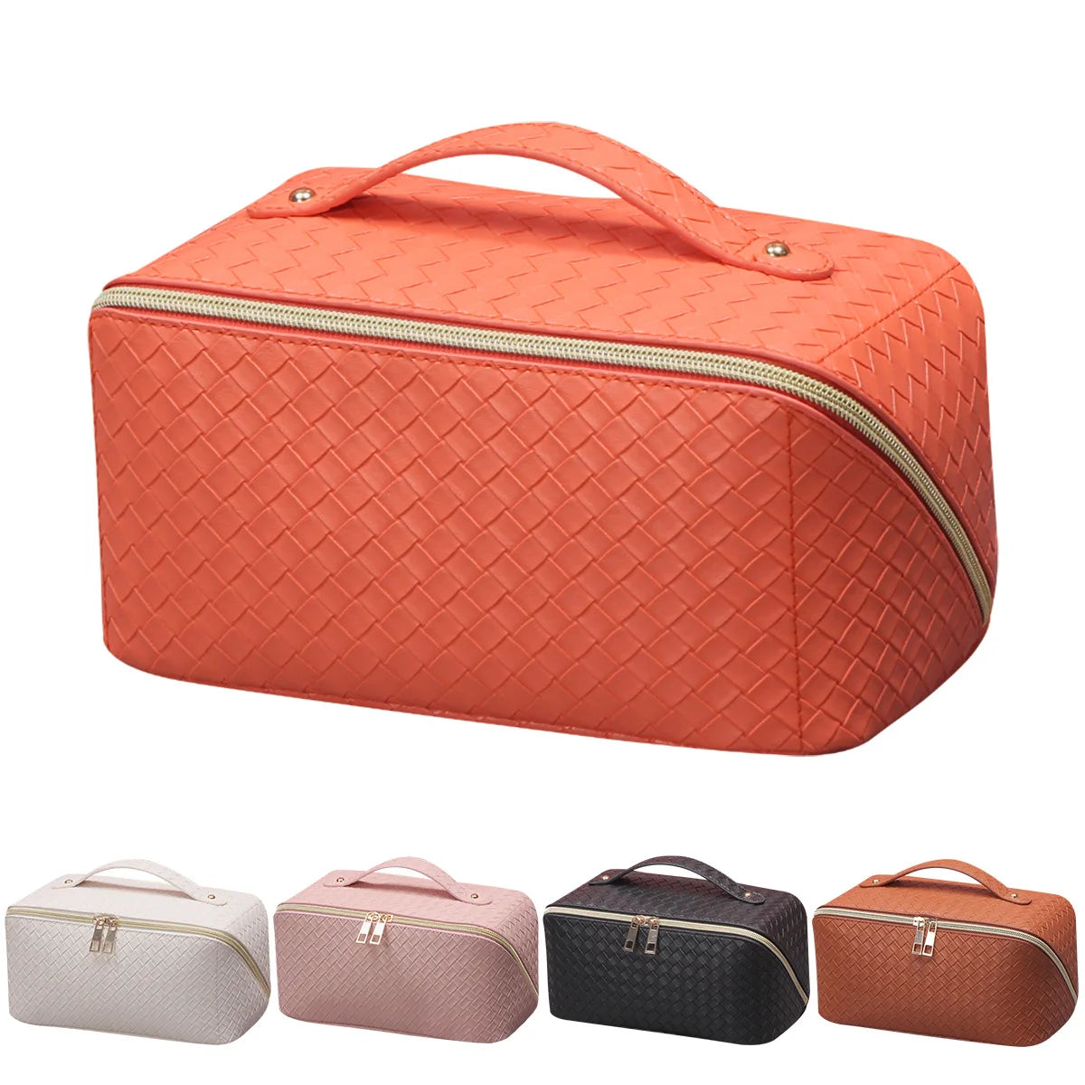 Wholesale PU Leather Square Embossed Large Capacity Multifunctional Cosmetic Bag Advanced Sense Makeup Tools
