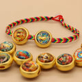 Color Printed Pattern Beads Crystal Glass Perforated Beads DIY Jewelry With Spacer Beads