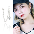 Punk Style Stainless Steel Chain Ear Bone Piercing Earrings Tiger Pendant Party-Friendly Unisex No-Piercing Clips