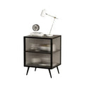 Reeded Glass Iron Night Stand Bedside Table in White Black Modern Vintage Industrial Style for Bedroom and Hotel Use