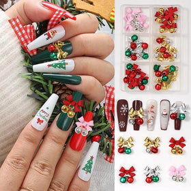 Different Styles Mixed 12/6 Grid Christmas Nail Decoration Custom Logo Nail Rhinestones Wholesale Crystal Stone for Nail Art