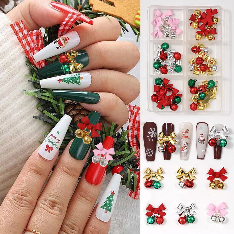 Different Styles Mixed 12/6 Grid Christmas Nail Decoration Custom Logo Nail Rhinestones Wholesale Crystal Stone for Nail Art