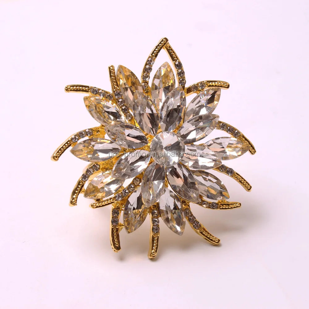 Wholesale Metal Material Wedding Silver and Gold Crystal Napkin Ring