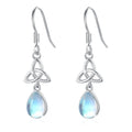 Women Jewelry S925 Sterling Silver Rhodium Plated Celtic Knot Moonstone Pendant Hook Earrings