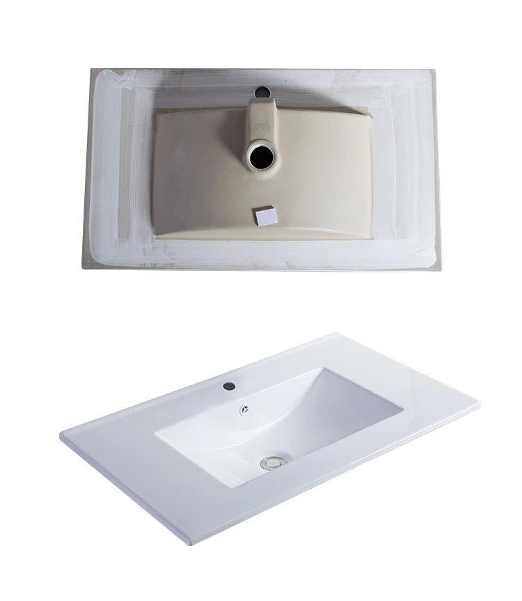 Modern Design Hotel Thin Edge Cabinet Sink Porcelain Vanity Counter Top Washbasin