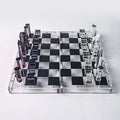 Modern Luxury Lightweight Acrylic Chess Set Wear-Resistant Educational Desktop Game with Polish Acrylic Board Display Rack