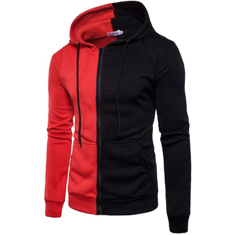 Long Sleeve Mens Hoodies Hood Half Black Half White Cool Plain Hoodies Men Patchwork Cotton Sweatshirt Male Hoody Sweatshirts