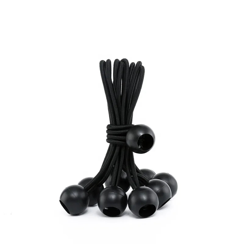 In Stock 4 6 9 Inches Ball Bungee Cord Black and White Polyester for Outdoor Tarp Canopy Tie Down Use