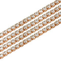 Hot 1 Roll 10 Yards Crystal Rhinestone Trim Close Cup Clear Chain with Gold Setting Base