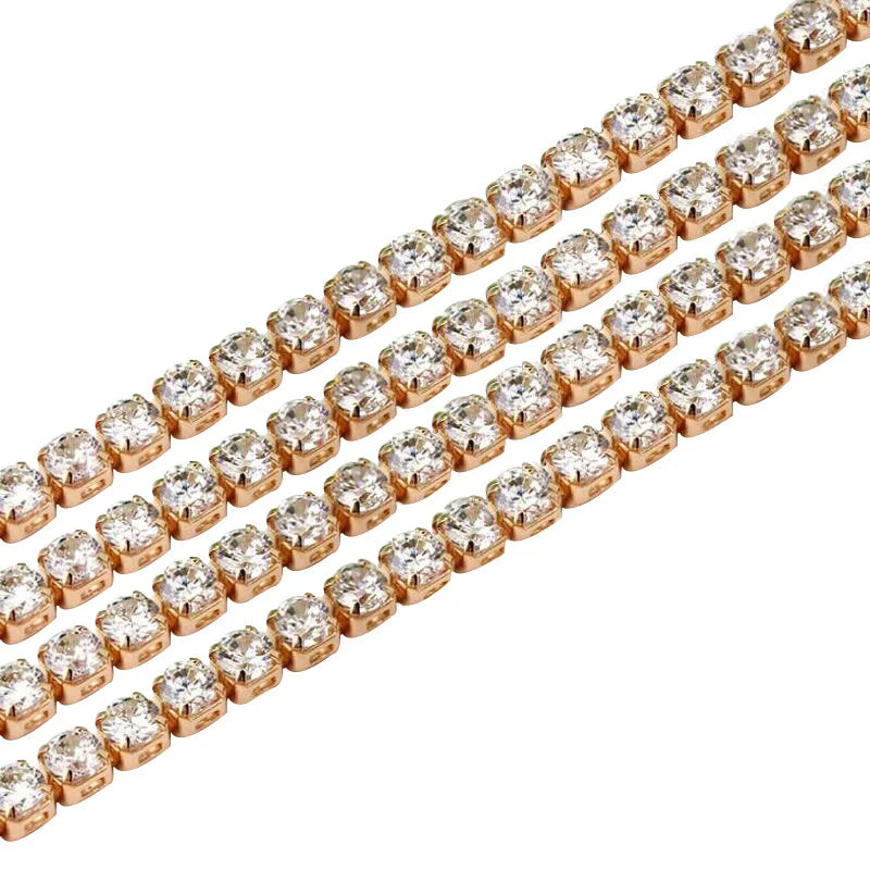 Hot 1 Roll 10 Yards Crystal Rhinestone Trim Close Cup Clear Chain with Gold Setting Base