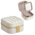 2 Layer White Jewelry Travel Case Removable Jewelry Organizer Box for Necklace Earrings Rings Bracelets
