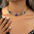 Luxury Colorful Healing Crystal Choker Necklaces for Women Water Drop Clavicle Chain Necklaces Statements Jewelry Gifts