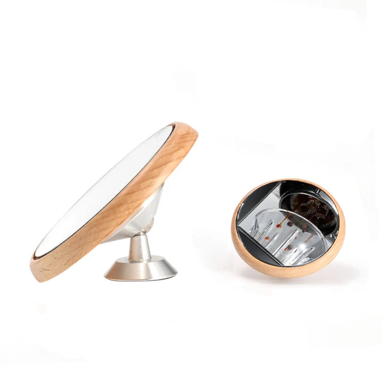 Small Coffee Accessory Round Shaper Wooden Coffee Mirror