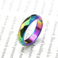 Factory Price Faceted Rainbow Color Plated Energy Crystal Healing Hematite Ring for Men and Women