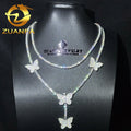 Fashion Jewelry Butterfly Design 3mm Moissanite Tennis Chain 925 Sterling Silver Hip Hop Tennis Necklace for Women