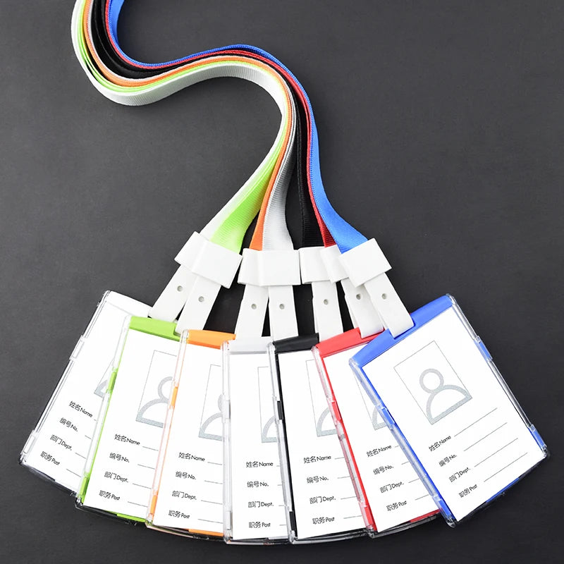 China Wholesale Low Price Transparent Hard Plastic Sublimation Business Employee ID Card Holder With Lanyard