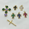 Wholesale Custom Fashion Metal Zircon Cross Pendants Charms for Jewelry Making Necklace Earrings