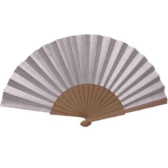 FAREA Disco Glitter Decorative Bamboo Fan 23cm Wood Hand Fan Carved and Painted with Floral Love Pattern for Home Decoration