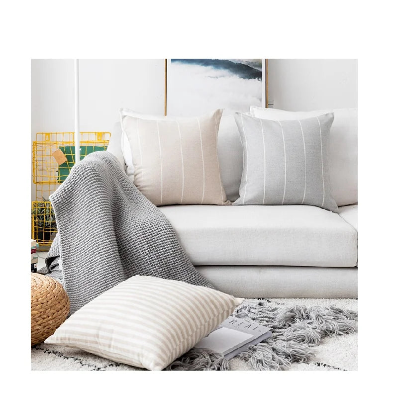 Innermor Nordic Modern Style 18"x18" Oversize Square Linen Throw Pillow Case Solid Cushion Covers for Home Hospital Hotel Use
