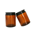60ml 100ml 150ml 200ml Brown Dark Amber Glass Candle Jars Plastic Black Aluminum Lid Body Butter Face Cream Hair Wax for