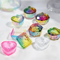 Rainbow Colors Hexagon Acrylic Nail Liquid Crystal Cup Nail Tool Cleaning Glass Cup with Lid