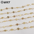 WT-RBC210 New Gold Electroplated Resist Tarnishable Freshwater Pearl Mixcure Chain for Jewelry Design Finding Bean Shape Chain