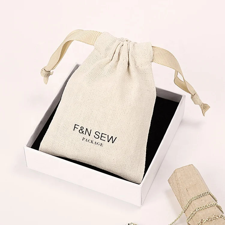 Customised Jewellery Packaging Cotton Pouch Earring Package Pouch Bags Custom Logo Gift Box Packaging Luxury