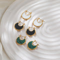 Trendy Earring 18K Gold Plated Green Black White Shell  Stainless Steel Earring Dangle Earring Party Jewelry