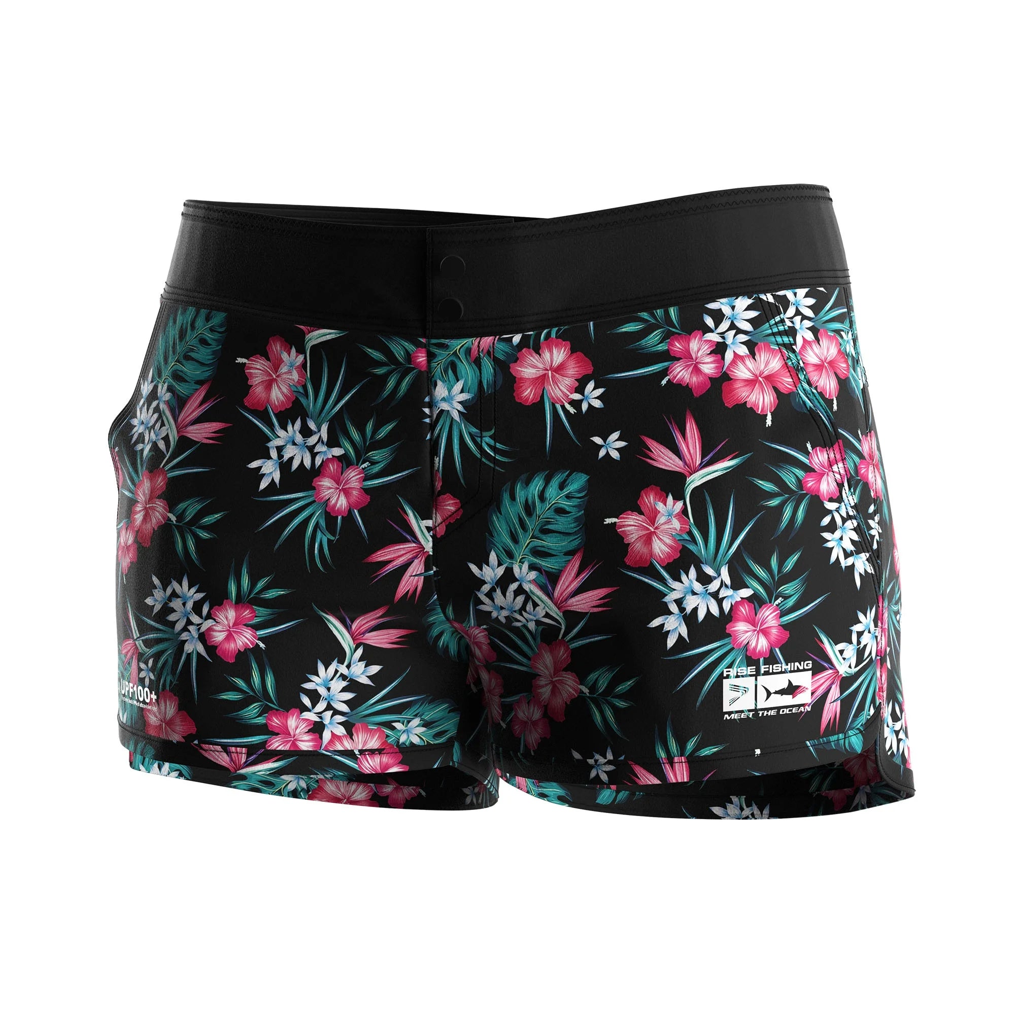 Ladies Fishing Board Shorts Beach-inspired Pattern Flared Hem Slit UPF100+ Lightweight Packable Vacation Outfit