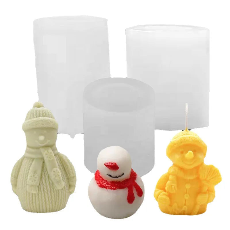 HY Silicon Christmas Mold Handcraft DIY 3d Snowman Candle Soap Resin Mould