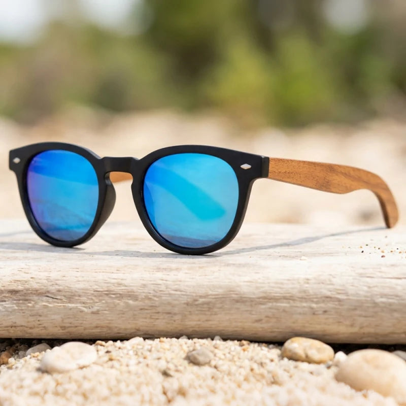Iconic Style Rivet Decoration Polarized UV400 Lenses Custom Logo Bamboo Sunglasses for Daily Wear