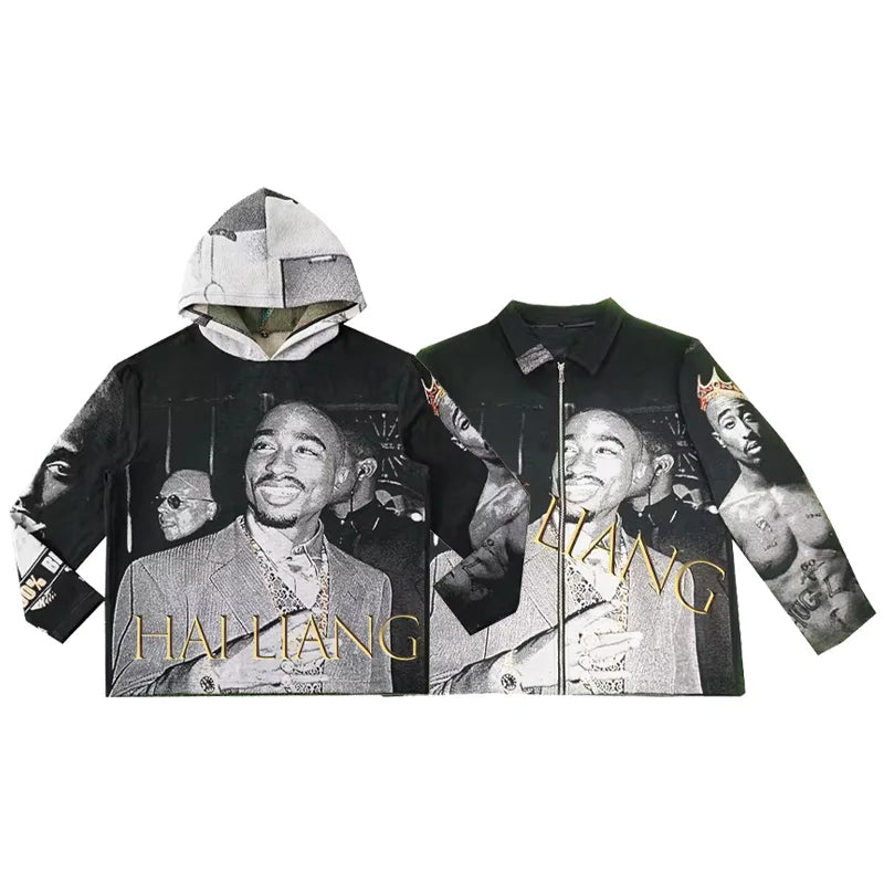 Custom Tapestry Hoodies Customization High Street Jacquard Blanket Hoodie Heavyweight Fabric Tapestri Clothing for Men
