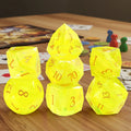 Custom Font Logo D6 D20 7PCS Polyhedral High-End Exquisite Handmade Gem Dice Set Luxury Yellow Dungeons Dragons RPG