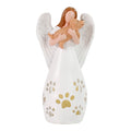 Angel Holding Candle Resin Sculpture with Paw Cutouts White Angel StatueHome Decor Figurine Vintage Style Gift for Pet Lovers