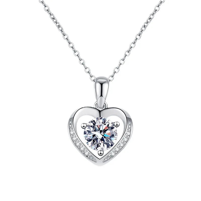Heart Necklace Moissanite Pendant Sterling Silver 925 Jewellery Moissanite Necklace Silver 925 Fashion Jewelry