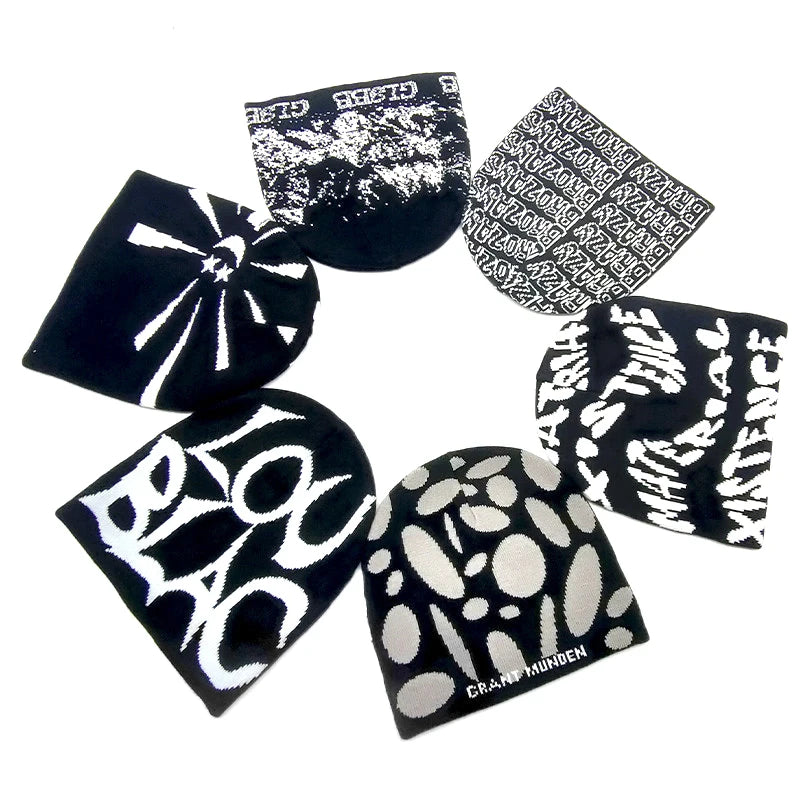 Acrylic Letter Hat Manufacturing Monogram Beanies with All Over Graphic