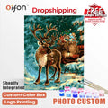 Orfon Dropshipping Christmas Reindeer & Sleigh Night Paint by Numbers Kit - Festive Winter Holiday Art for Home Decor DIY Craft