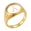 Waterproof 18K Gold Plated Stainless Steel Transparent Acrylic Initial Letter Statement Ring for Women Fashion Jewelry R224157