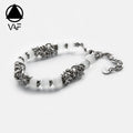 VAF 17+5Cm White Beads Entangled Thorns Bracelet Stainless Steel Bracelet Pulsera De Hombres Bracciale Acciaio