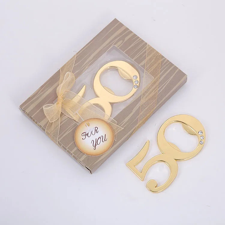 2021 New 10pcs Digital Corkscrew Beer Bottle Opener With Gift Box for 50th Wedding Anniversaries Souvenirs Favors Gifts Decor