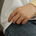 Luxury Women Jewelry Fashion 18K Gold Plated Full Diamond Shiny Colorful Cubic Zircon Finger Rings for Wedding Party
