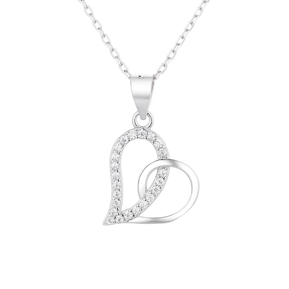 Fashion Heart-shaped Necklace 925 Silver Factory Custom Jewelry Luxurious Zircon Heart-shaped Pendant for Women