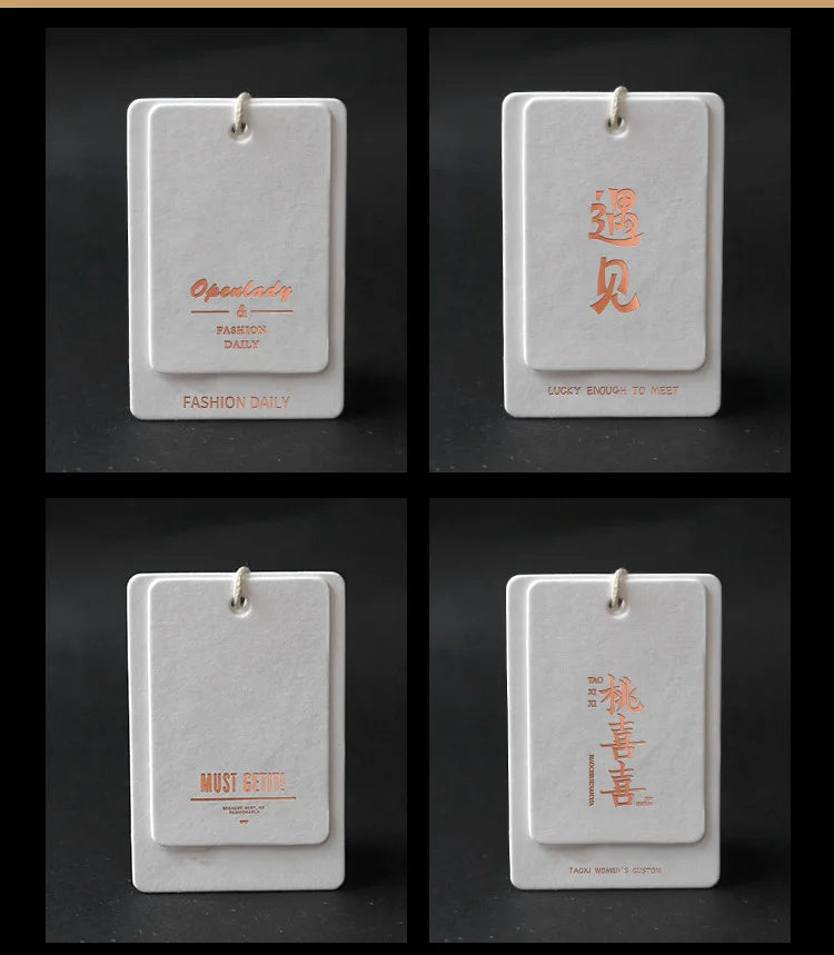 Cheap Custom Design Printing Name Logo Paper Garment Hang Tag Labels Clothing Hang Tags With String