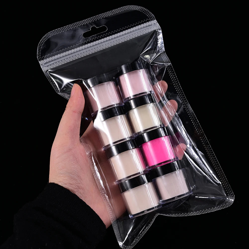 8 Colors Clear/White/Pink Acrylic Nail Powder clear White Acrylic Glitter Nail Art Dipping Powder Nude Crystal Chrome Pigment