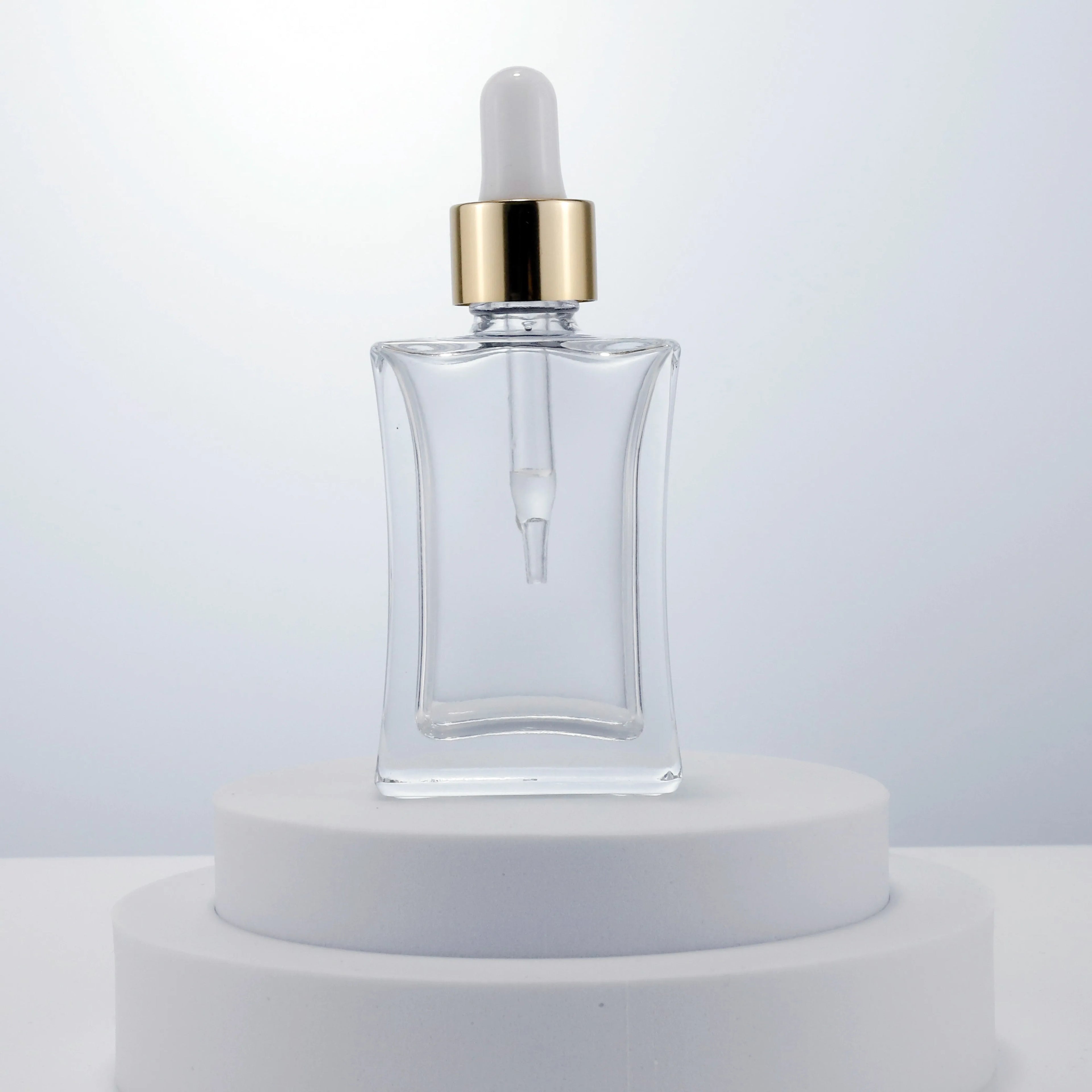 Refillable Custom Color Glass Tincture Bottles 30ml/50ml/100ml Empty Dropper Essential Eye Cream Skin Care Cream Screen Printing