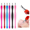 EYL Custom Color Cuticle Pusher Dead Skin Fork Cuticle Callus Remover Trimmer Fork With Plastic Handle Rubber Pusher