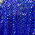 Haute Couture Royal Blue Crystal Rhinestone Square Diamonds Rhinestone Beaded Mesh Fabric