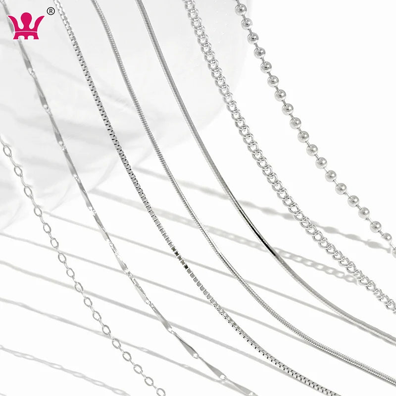 Wholesale Bead Snake Box Chains Solid 925 Silver Chain Necklace Sterling Silver Chain Necklace in 925 Sterling Silver