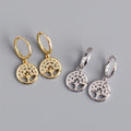Hot Sale Family Tree 18k Gold 925 Sterling Silver Fashion Tree of Life Hoop Earrings