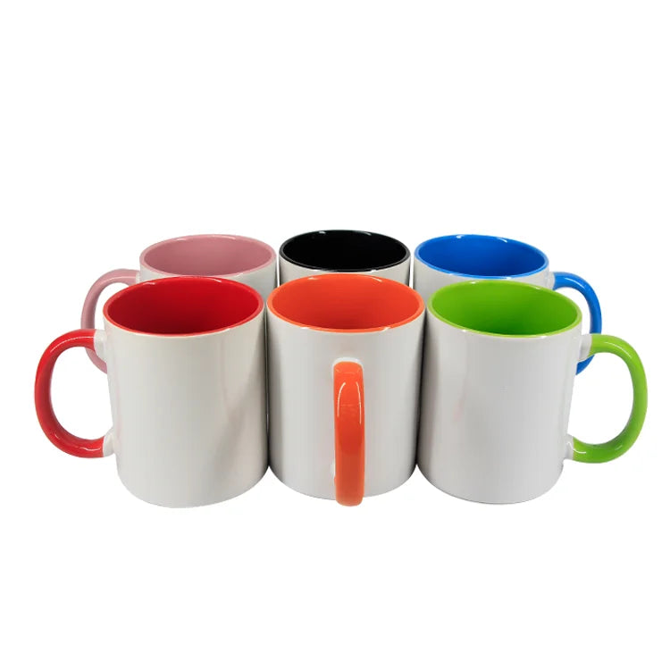 Blank Inner Colorful 350ml Bone China Sublimation Coffee Mugs with Customizable Color and Creative Design